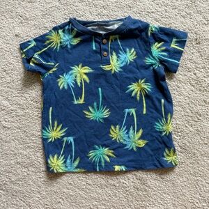 First Impressions Tropical Palm Tree Shirt - Navy and Yellow